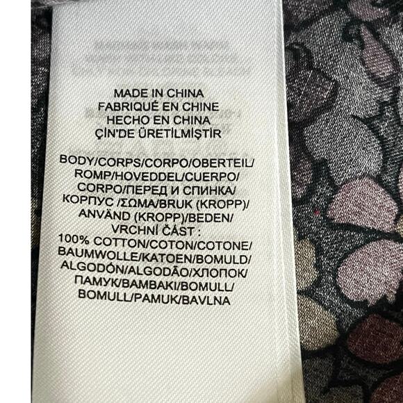 Lauren Ralph Lauren Black and Purple Floral Button Up Top- Unisex Size Large EUC - Picture 5 of 7